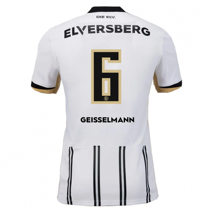 Danxen Mænd Emil Geißelmann #6 Hvid Sort Hjemmebane Spillertrøjer 2025/26 Trøje T-Shirt