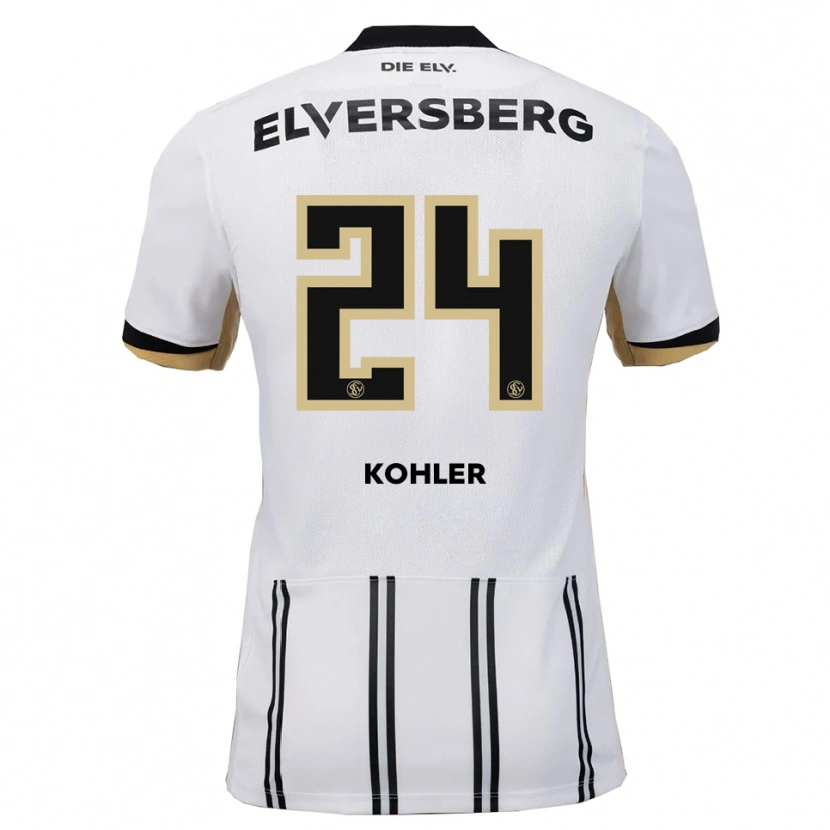 Danxen Mænd Lukas Kohler #24 Hvid Sort Hjemmebane Spillertrøjer 2025/26 Trøje T-Shirt