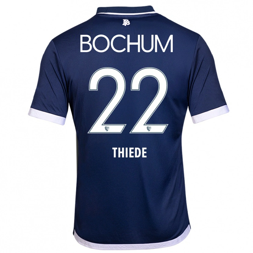 Danxen Mænd Niclas Thiede #22 Navy Hvid Hjemmebane Spillertrøjer 2025/26 Trøje T-Shirt