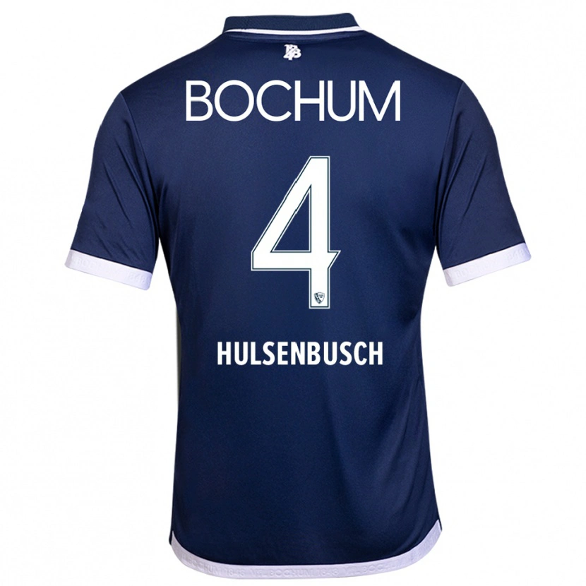Danxen Mænd Daniel Hülsenbusch #4 Navy Hvid Hjemmebane Spillertrøjer 2025/26 Trøje T-Shirt