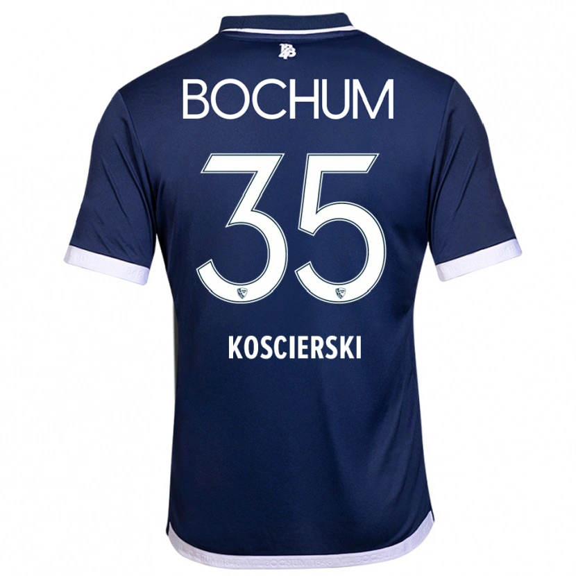 Danxen Mænd Kacper Koscierski #35 Navy Hvid Hjemmebane Spillertrøjer 2025/26 Trøje T-Shirt