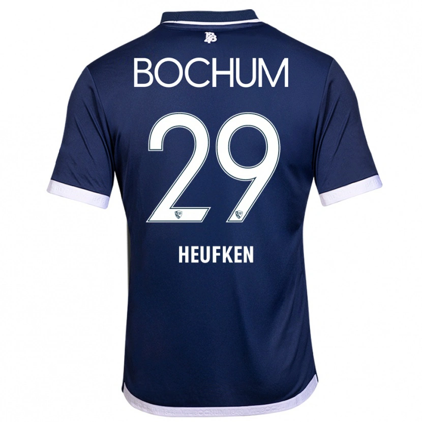 Danxen Mænd Jeremias Heufken #29 Navy Hvid Hjemmebane Spillertrøjer 2025/26 Trøje T-Shirt