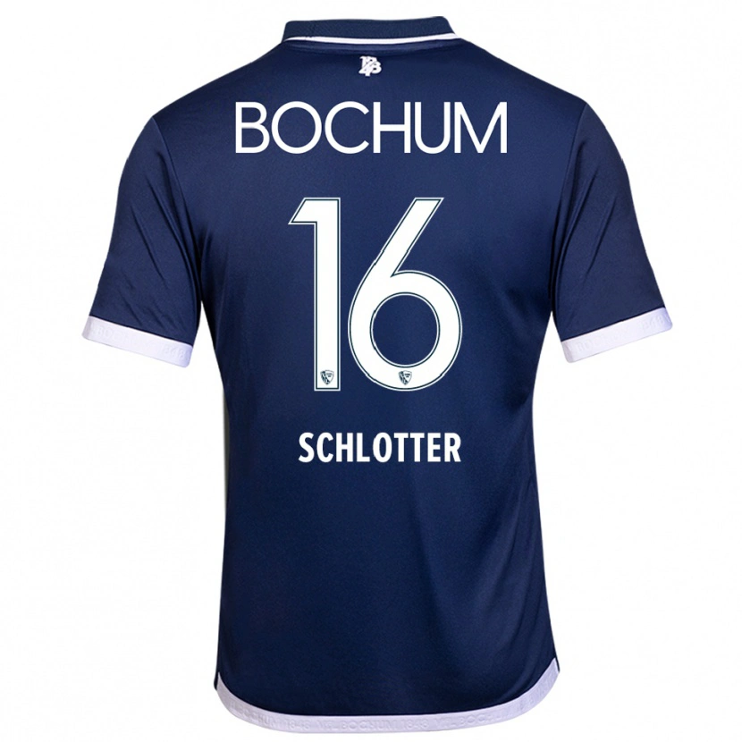 Danxen Mænd Joel Schlotter #16 Navy Hvid Hjemmebane Spillertrøjer 2025/26 Trøje T-Shirt