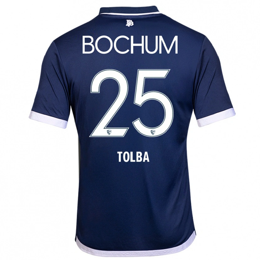 Danxen Mænd Mohammed Tolba #25 Navy Hvid Hjemmebane Spillertrøjer 2025/26 Trøje T-Shirt