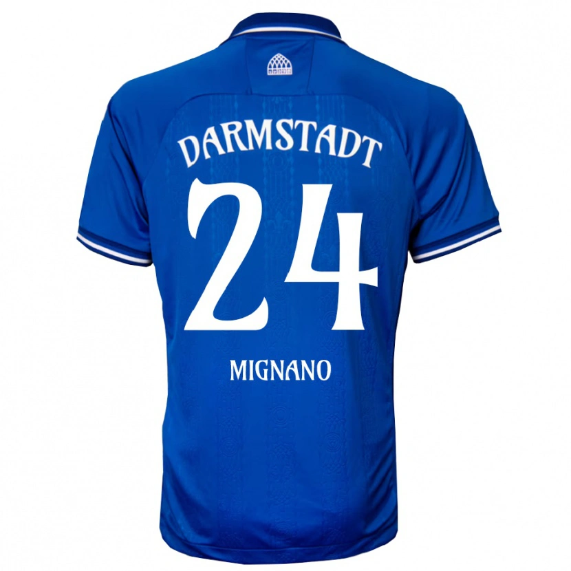 Danxen Mænd Luigi Mignano #24 Blå Hvid Hjemmebane Spillertrøjer 2025/26 Trøje T-Shirt