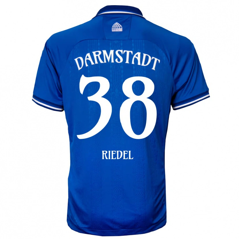 Danxen Mænd Clemens Riedel #38 Blå Hvid Hjemmebane Spillertrøjer 2025/26 Trøje T-Shirt