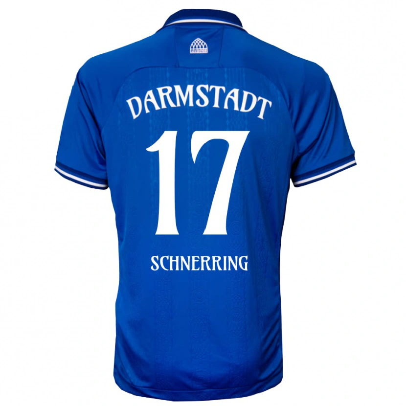 Danxen Mænd Loann Schnerring #17 Blå Hvid Hjemmebane Spillertrøjer 2025/26 Trøje T-Shirt