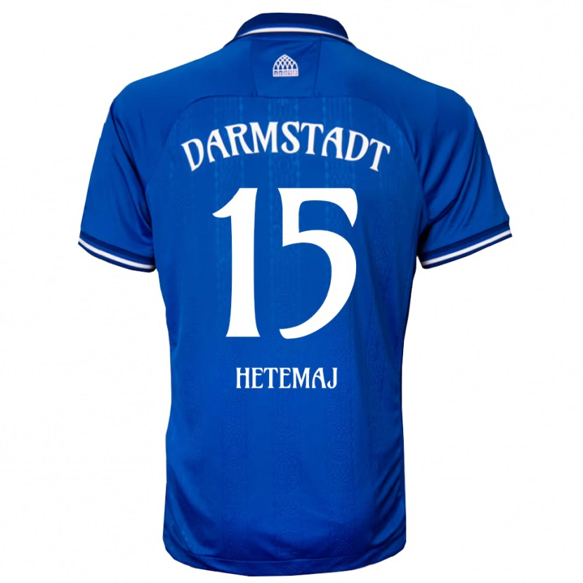Danxen Mænd Gentrit Hetemaj #15 Blå Hvid Hjemmebane Spillertrøjer 2025/26 Trøje T-Shirt