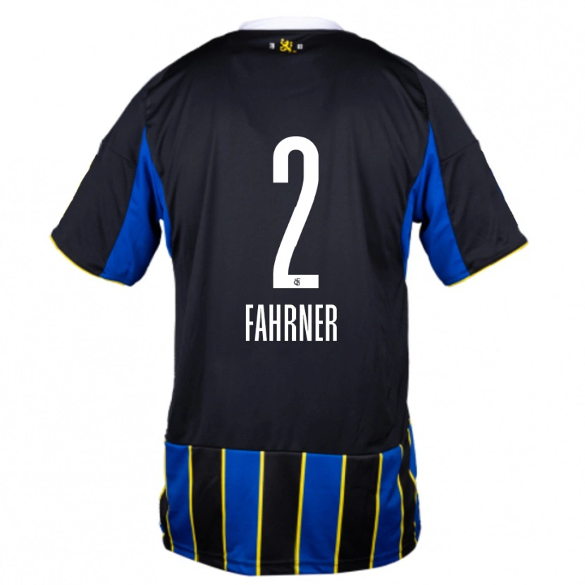 Danxen Mænd Philip Fahrner #2 Blå Sort Gul Hjemmebane Spillertrøjer 2025/26 Trøje T-Shirt