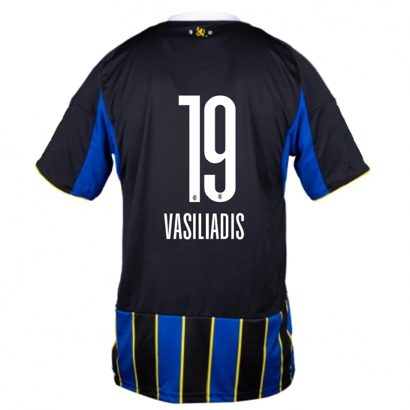 Danxen Mænd Sebastian Vasiliadis #19 Blå Sort Gul Hjemmebane Spillertrøjer 2025/26 Trøje T-Shirt