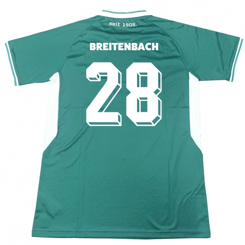 Danxen Mænd Fabio Breitenbach #28 Grøn Hvid Hjemmebane Spillertrøjer 2025/26 Trøje T-Shirt