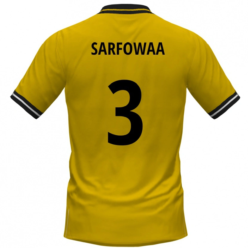 Danxen Mænd Christian Sarfowaa #3 Gul Sort Hjemmebane Spillertrøjer 2025/26 Trøje T-Shirt