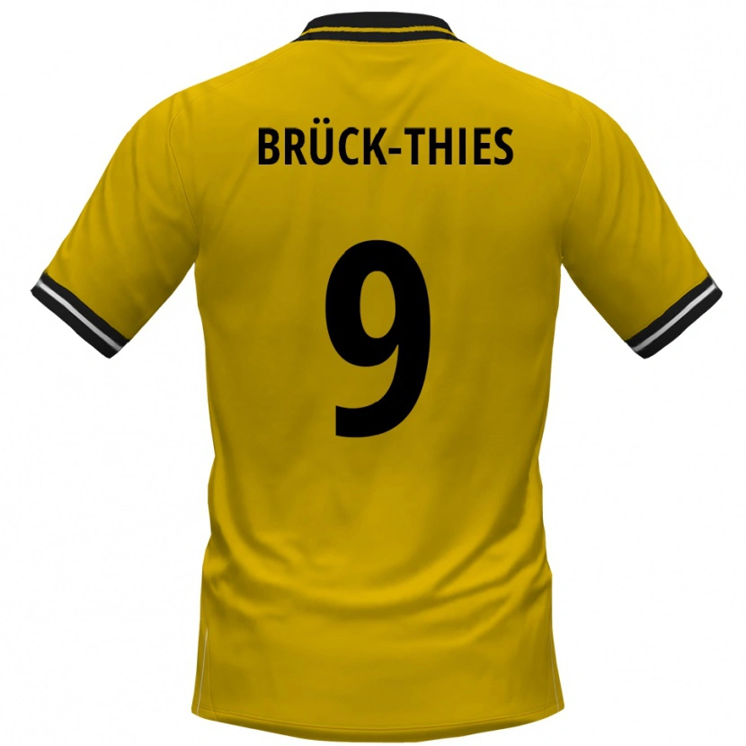 Danxen Mænd Frederik Brück-Thies #9 Gul Sort Hjemmebane Spillertrøjer 2025/26 Trøje T-Shirt