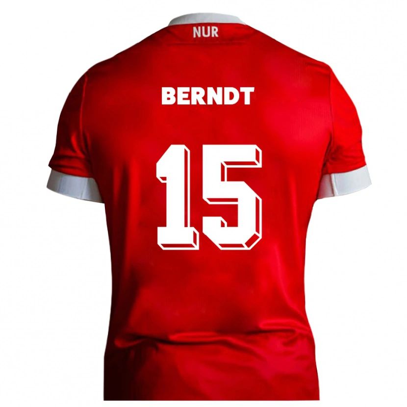 Danxen Mænd Karl Berndt #15 Rød Hvid Hjemmebane Spillertrøjer 2025/26 Trøje T-Shirt