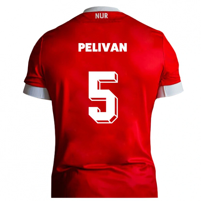 Danxen Mænd Dominik Pelivan #5 Rød Hvid Hjemmebane Spillertrøjer 2025/26 Trøje T-Shirt