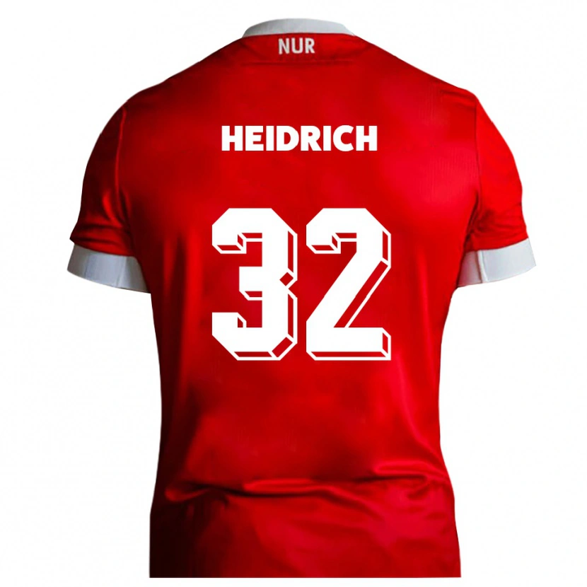 Danxen Mænd Finn Heidrich #32 Rød Hvid Hjemmebane Spillertrøjer 2025/26 Trøje T-Shirt