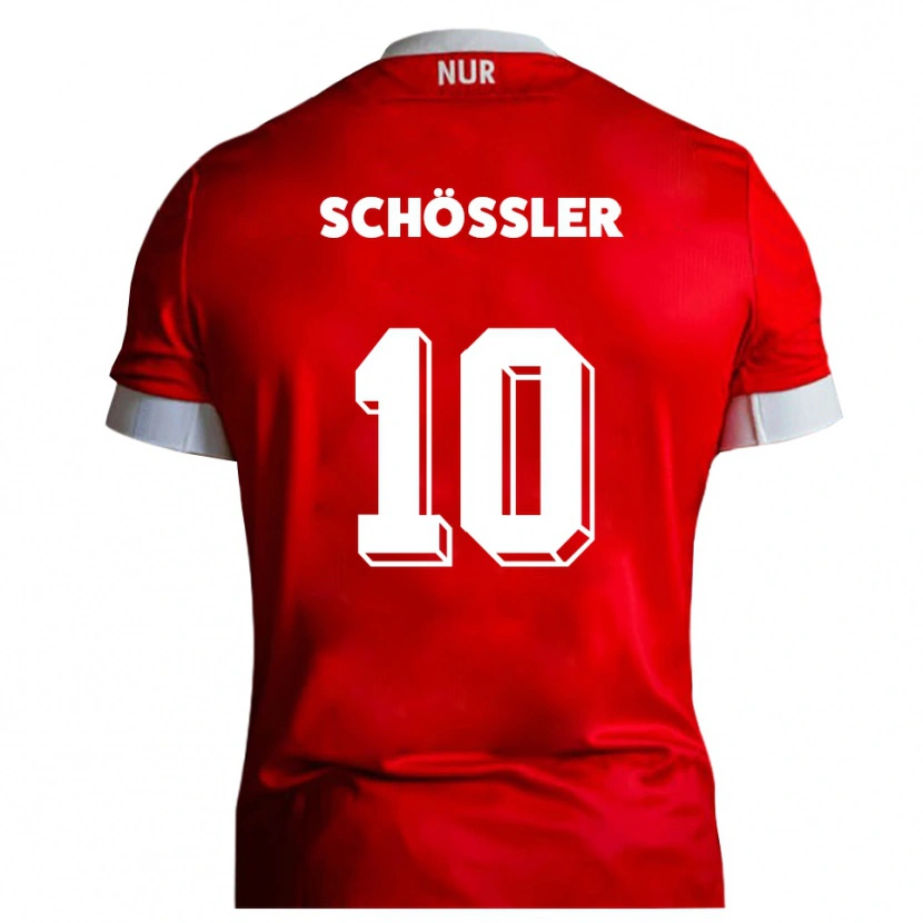 Danxen Mænd Maris Schößler #10 Rød Hvid Hjemmebane Spillertrøjer 2025/26 Trøje T-Shirt