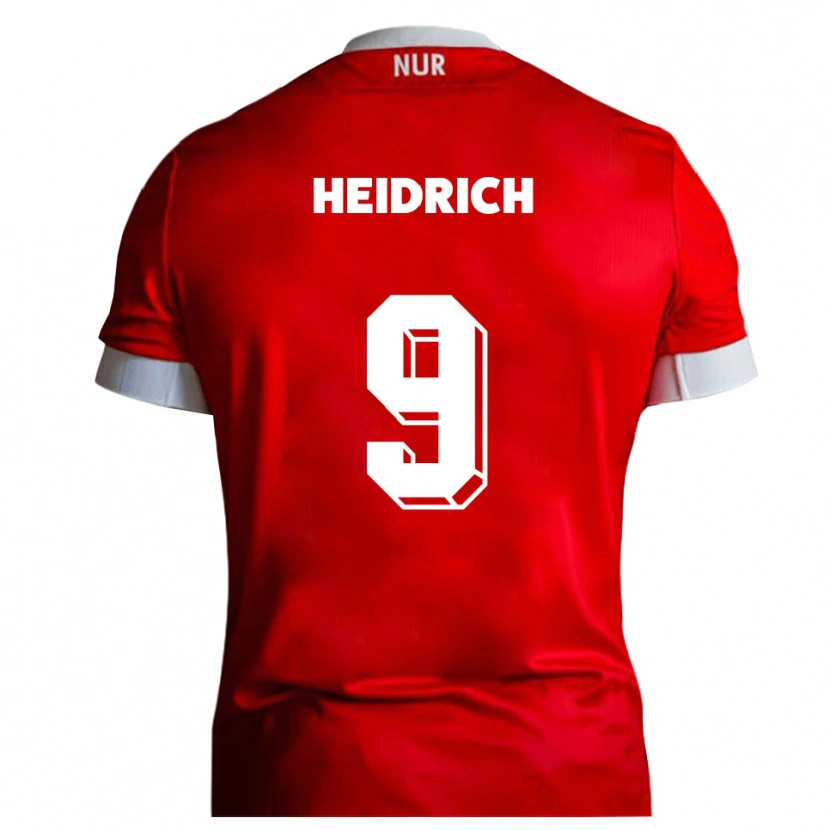 Danxen Mænd Phil Heidrich #9 Rød Hvid Hjemmebane Spillertrøjer 2025/26 Trøje T-Shirt