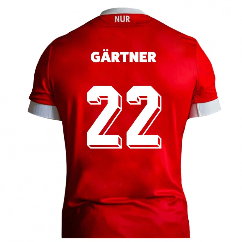Danxen Mænd Justin Gärtner #22 Rød Hvid Hjemmebane Spillertrøjer 2025/26 Trøje T-Shirt