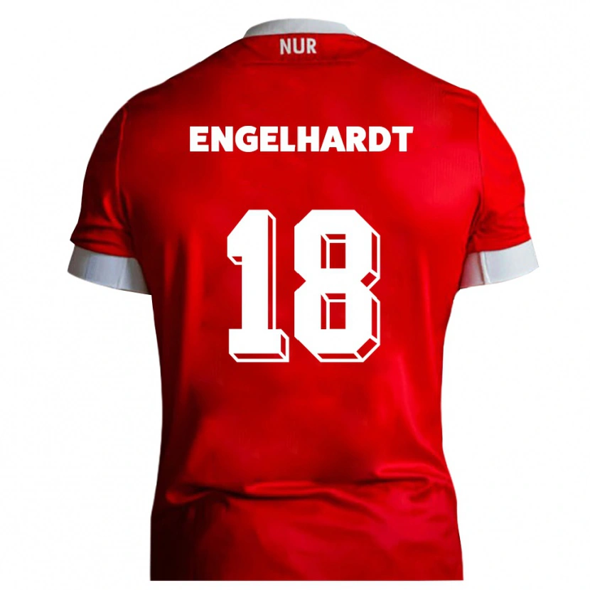 Danxen Mænd Erik Engelhardt #18 Rød Hvid Hjemmebane Spillertrøjer 2025/26 Trøje T-Shirt