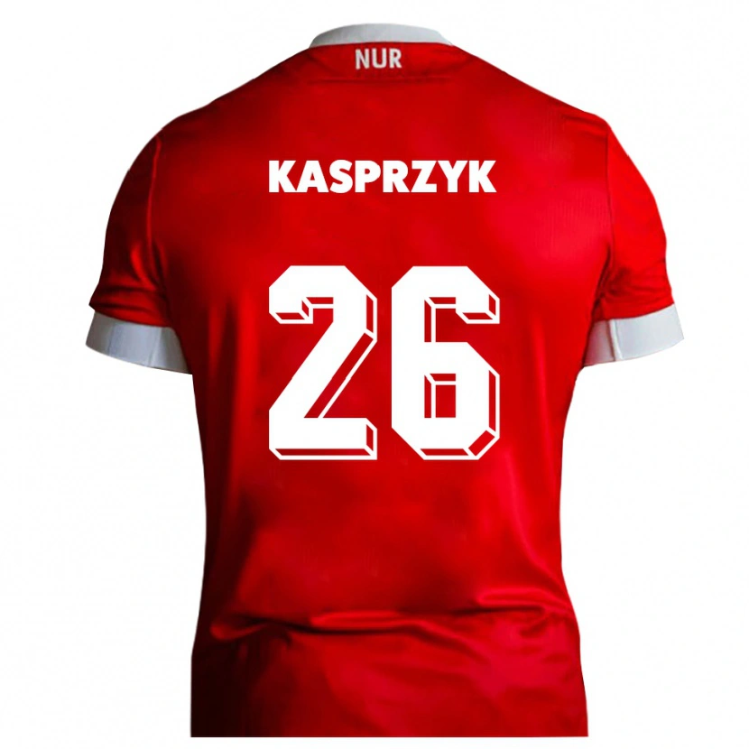 Danxen Mænd Nicolas Kasprzyk #26 Rød Hvid Hjemmebane Spillertrøjer 2025/26 Trøje T-Shirt