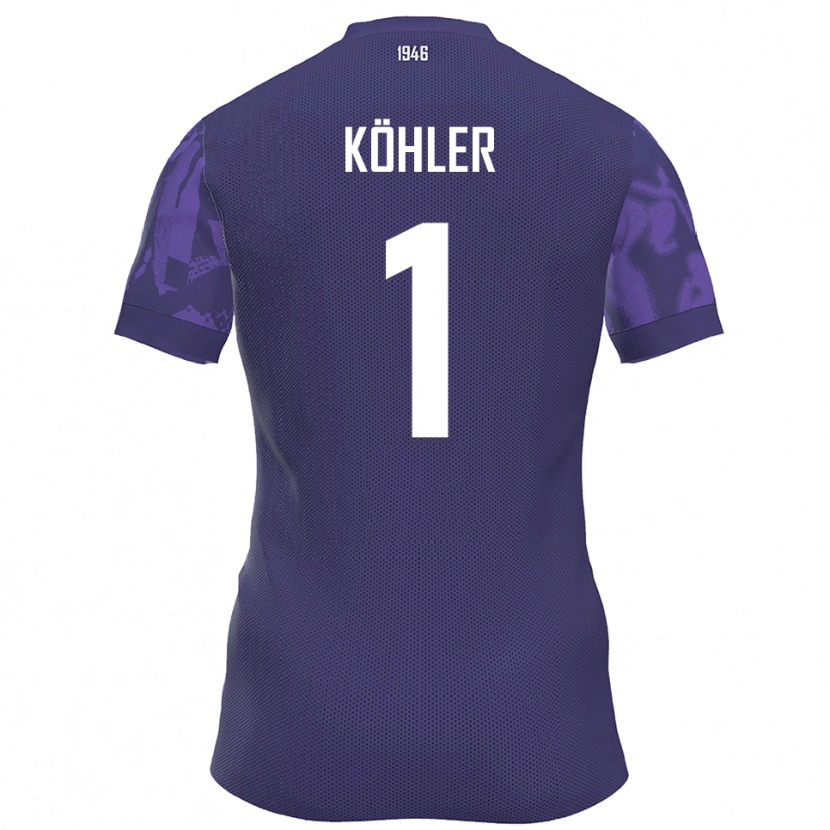 Danxen Mænd Lucas Köhler #1 Lilla Hvid Hjemmebane Spillertrøjer 2025/26 Trøje T-Shirt