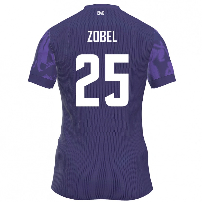 Danxen Mænd Tristan Zobel #25 Lilla Hvid Hjemmebane Spillertrøjer 2025/26 Trøje T-Shirt