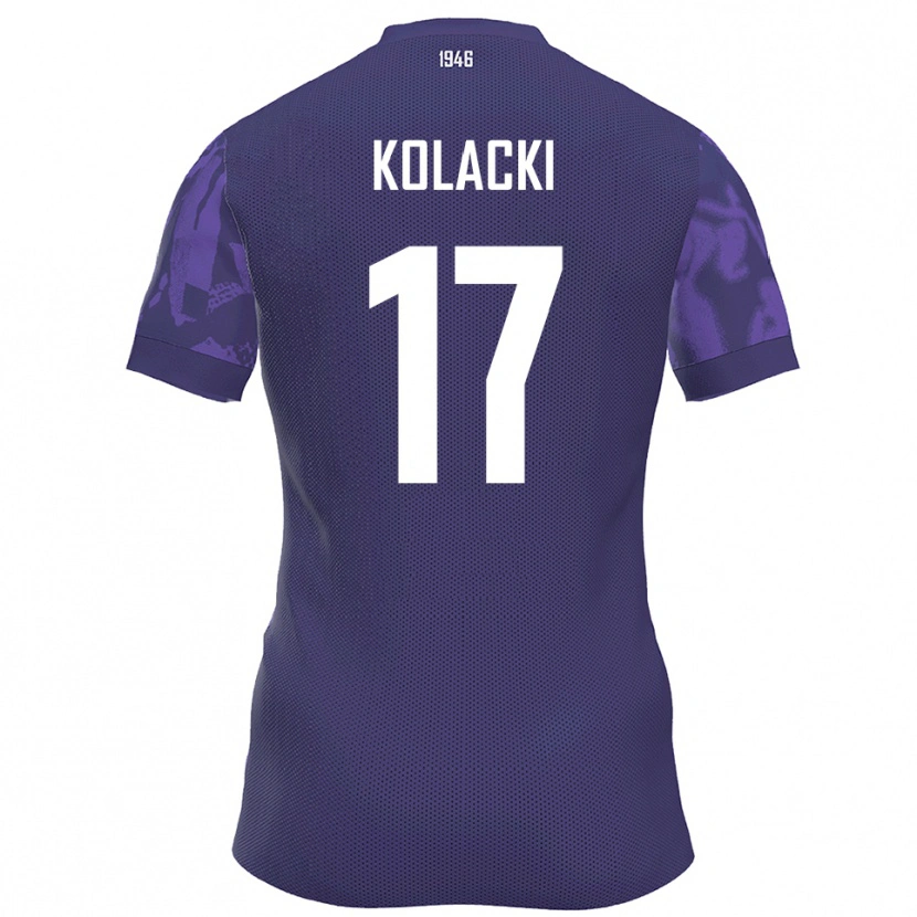 Danxen Mænd Dawid Kolacki #17 Lilla Hvid Hjemmebane Spillertrøjer 2025/26 Trøje T-Shirt