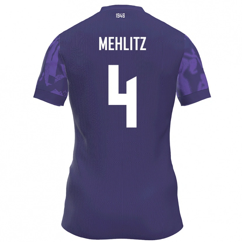 Danxen Mænd Fabian Mehlitz #4 Lilla Hvid Hjemmebane Spillertrøjer 2025/26 Trøje T-Shirt