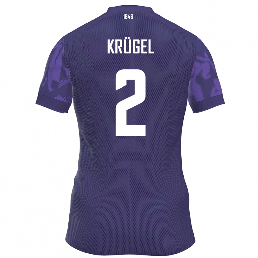 Danxen Mænd Theo Krügel #2 Lilla Hvid Hjemmebane Spillertrøjer 2025/26 Trøje T-Shirt