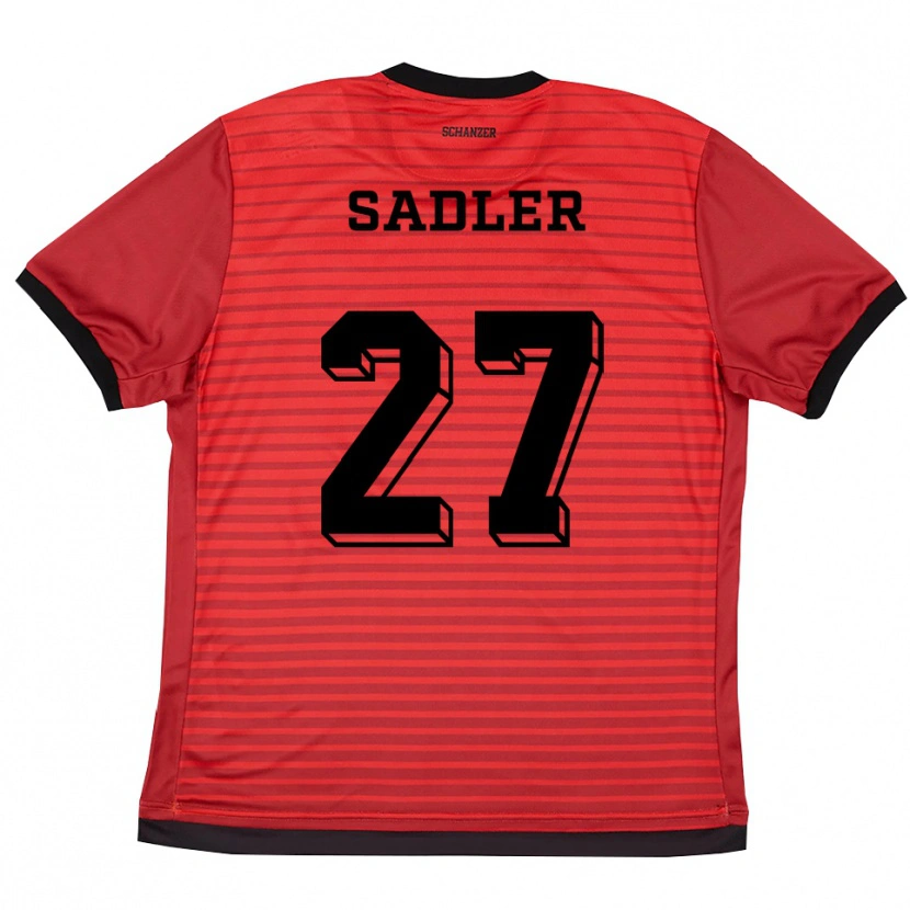Danxen Mænd Thomas Sadler #27 Rød Sort Hjemmebane Spillertrøjer 2025/26 Trøje T-Shirt
