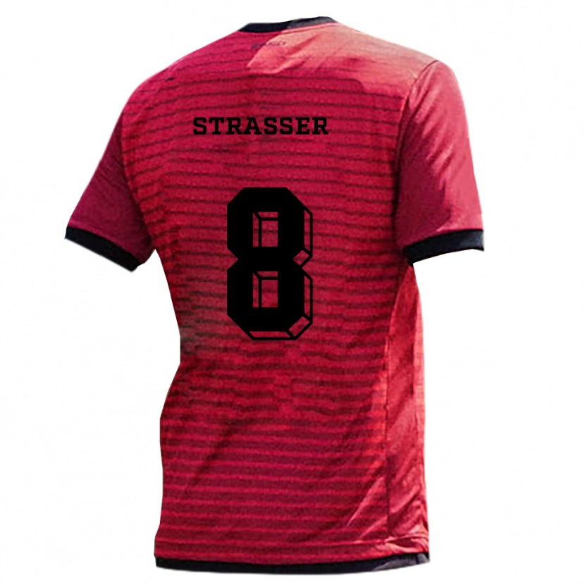 Danxen Mænd Vincent Straßer #8 Rød Sort Hjemmebane Spillertrøjer 2025/26 Trøje T-Shirt