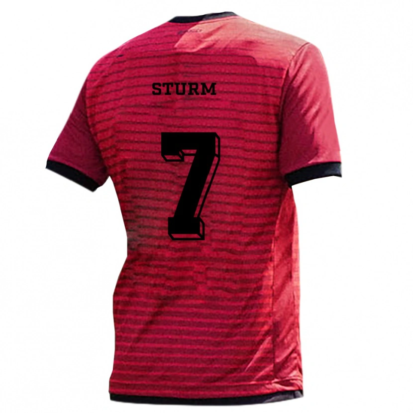 Danxen Mænd Yann Sturm #7 Rød Sort Hjemmebane Spillertrøjer 2025/26 Trøje T-Shirt