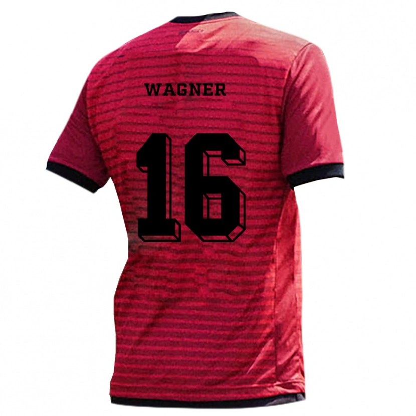 Danxen Mænd Maximilian Wagner #16 Rød Sort Hjemmebane Spillertrøjer 2025/26 Trøje T-Shirt