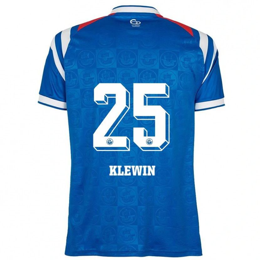 Danxen Mænd Philipp Klewin #25 Blå Hvid Rød Hjemmebane Spillertrøjer 2025/26 Trøje T-Shirt