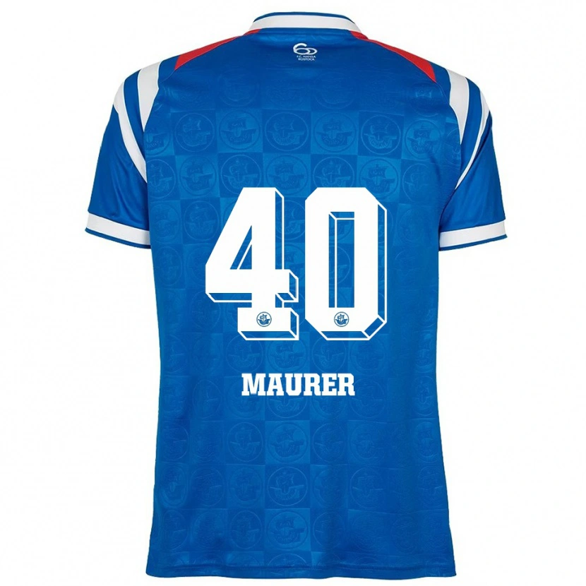 Danxen Mænd Erik Maurer #40 Blå Hvid Rød Hjemmebane Spillertrøjer 2025/26 Trøje T-Shirt