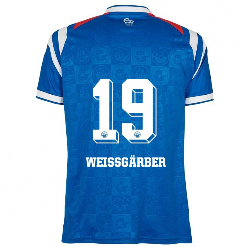 Danxen Mænd Ronja Weißgärber #19 Blå Hvid Rød Hjemmebane Spillertrøjer 2025/26 Trøje T-Shirt