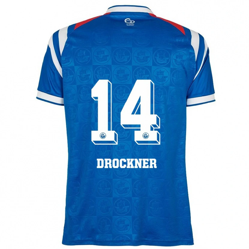 Danxen Mænd Malin Drockner #14 Blå Hvid Rød Hjemmebane Spillertrøjer 2025/26 Trøje T-Shirt