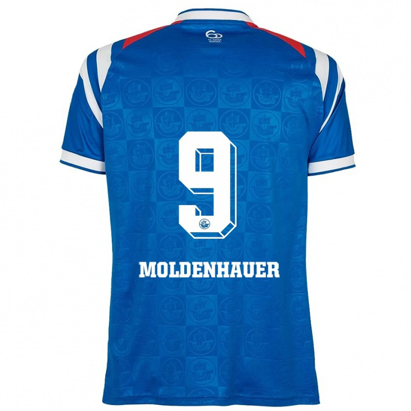 Danxen Mænd Max Moldenhauer #9 Blå Hvid Rød Hjemmebane Spillertrøjer 2025/26 Trøje T-Shirt