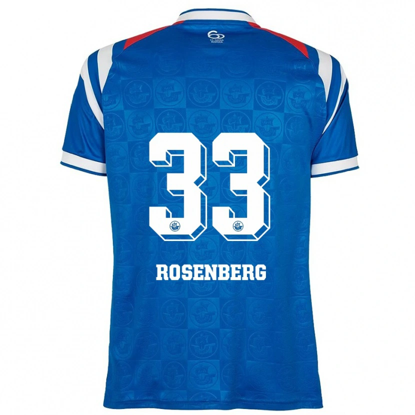 Danxen Mænd Moritz Rosenberg #33 Blå Hvid Rød Hjemmebane Spillertrøjer 2025/26 Trøje T-Shirt