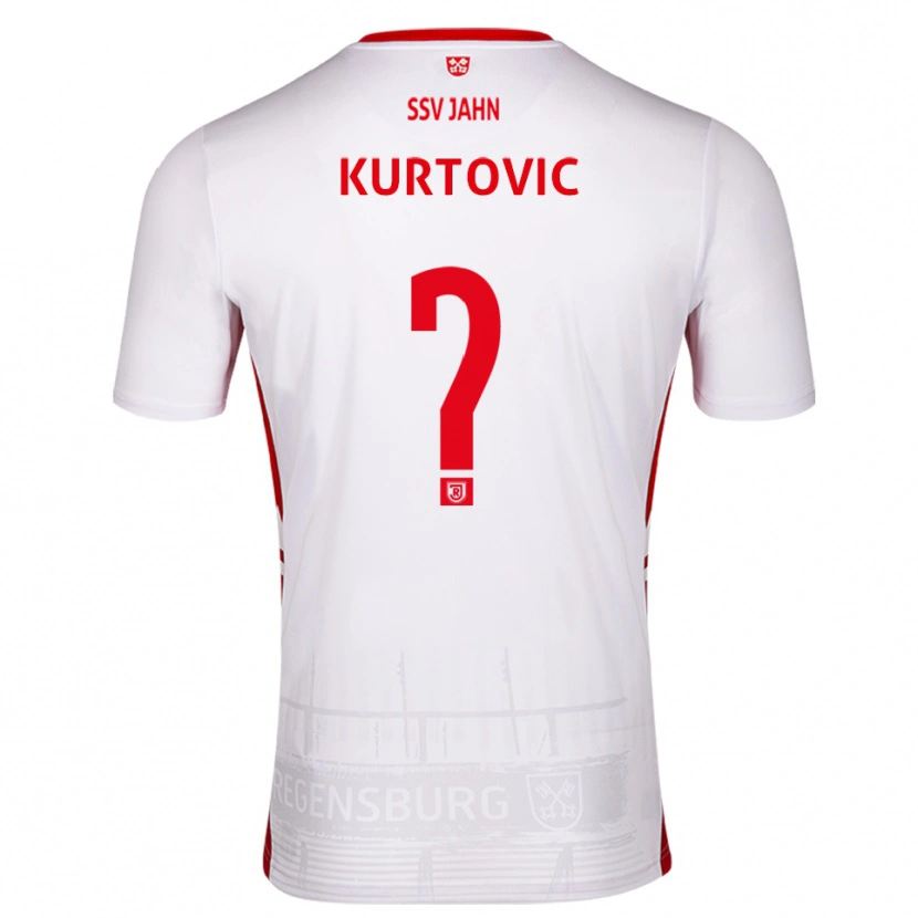 Danxen Mænd Domagoj Kurtovic #0 Hvid Rød Hjemmebane Spillertrøjer 2025/26 Trøje T-Shirt
