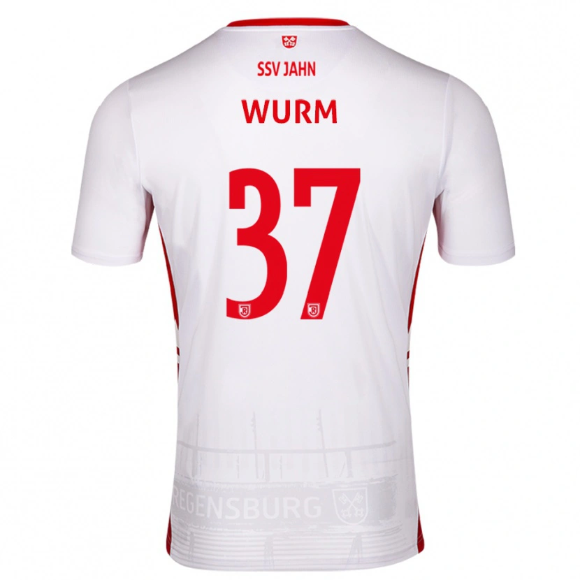 Danxen Mænd Leopold Wurm #37 Hvid Rød Hjemmebane Spillertrøjer 2025/26 Trøje T-Shirt