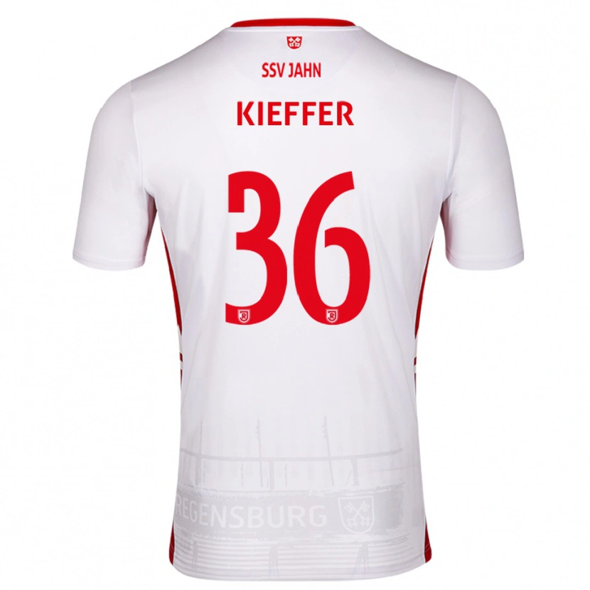 Danxen Mænd Ben Kieffer #36 Hvid Rød Hjemmebane Spillertrøjer 2025/26 Trøje T-Shirt