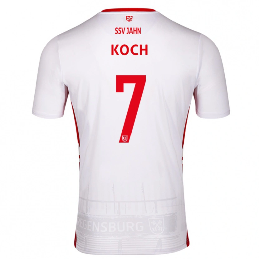 Danxen Mænd Christian Koch #7 Hvid Rød Hjemmebane Spillertrøjer 2025/26 Trøje T-Shirt