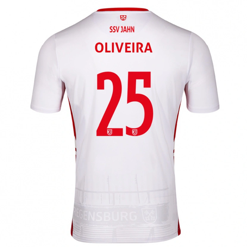 Danxen Mænd Nicolas Oliveira #25 Hvid Rød Hjemmebane Spillertrøjer 2025/26 Trøje T-Shirt