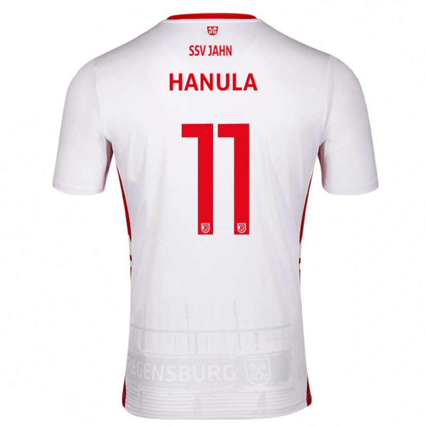 Danxen Mænd Fabian Hanula #11 Hvid Rød Hjemmebane Spillertrøjer 2025/26 Trøje T-Shirt