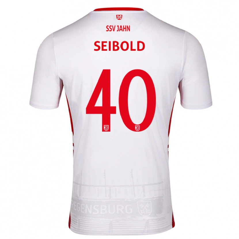 Danxen Mænd Jakob Seibold #40 Hvid Rød Hjemmebane Spillertrøjer 2025/26 Trøje T-Shirt