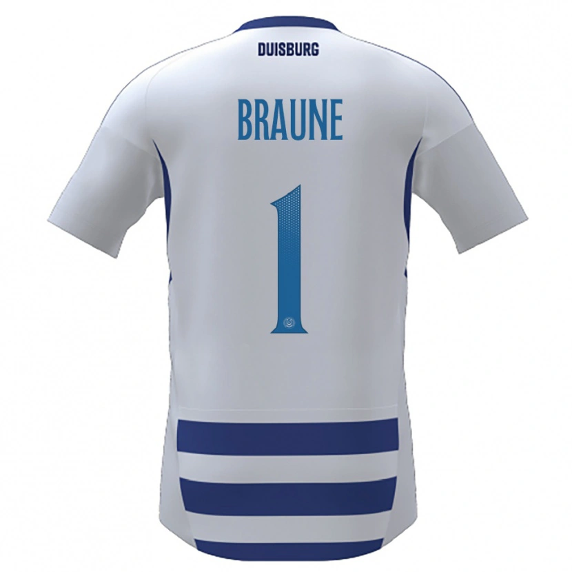 Danxen Mænd Maximilian Braune #1 Hvid Blå Hjemmebane Spillertrøjer 2025/26 Trøje T-Shirt