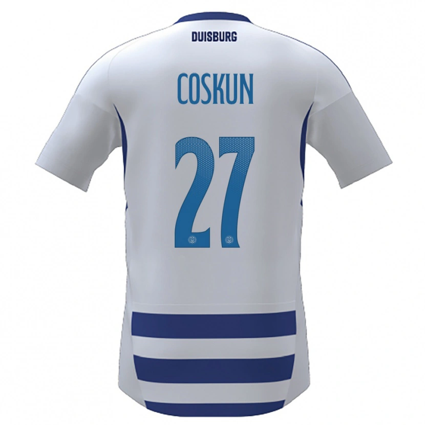 Danxen Mænd Can Coskun #27 Hvid Blå Hjemmebane Spillertrøjer 2025/26 Trøje T-Shirt