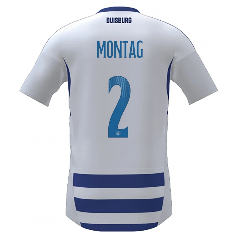 Danxen Mænd Moritz Montag #2 Hvid Blå Hjemmebane Spillertrøjer 2025/26 Trøje T-Shirt
